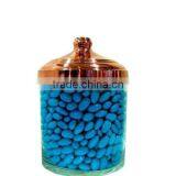 Glass Candy Jar With Copper Cover, Spice Jars, Sweet and Dragee Glass Jars With Lids, Pedestal Glass Candy Jar BK2025