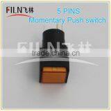 ON OFF 5Pin Plastic Push Button Switch 100pcs