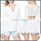 Casaul Design Long Sleeve Backless Ladies Formal Skirt And Blouse