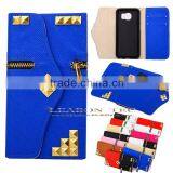 Luxury PU Leather Flip Credit Card Wallet Stand Case Skin For Samsung Galaxy S6 With Zipper Pocket thumbnail-5