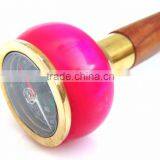 Beautiful Pink Color Compass Handle Walking Stick/Brown Wood Walking Stick/Golden Edges Compass Walking Stick Wk1117 thumbnail-4