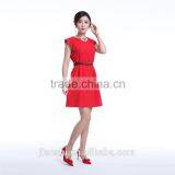 Free Sample Supply Simple Red Color One Piece Formal Dress Patterns for Ladies thumbnail-4