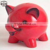 custom cute glaze red ceramic piggy bank