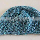 TYH003 Fashion 100% Mohair Hand Knitted Hat With Sequin.hollow Pattern Hats