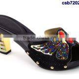 Csb7202 Butterfly Pattern Shining Material Women Shoes for Party Evening Italy Shoes Matching Purse Fashion Single Shoes Quality Choice thumbnail-1