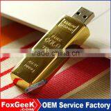 Wholesale Metal Gold Bar Shaped USB Flash Drive, Custom Promotional Gift USB Flash Key 2GB,4,8,16,32,64,128G,256G,512GB G 1TB