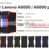 Fashionable Popular heavy duty armor kickstand TPU+PC 2 in 1 case For Lenovo A6000/A6000 Plus Hard case mobile phone case cover