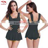 Skirt Cover Belly Thin Waist Siamese Swimsuit Sey Girls Gather Spa Conservative Swimwear thumbnail-3