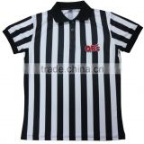 sublimated referee polo shirt/customized stripe referee shirt/black white referee shirt no pocket
