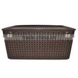 Simple Storage Box For Dirty Clothes Plastic Rattan Storage Basket With Lid thumbnail-4