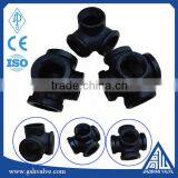 3-D Black Malleable Iron Tee Cross Pipe Fittings