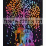 Indian Elephant Tree of Life Tapestry Wall Hanging Cotton Twin Bedspread Wholesale Indian Tapestries thumbnail-2