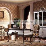 European Style Luxury Executive Office Desk, Classic Wood Carving Writing Table, Silver Foil Home Office Furniture (BF01-ML019) thumbnail-2