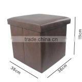 Store More Leather Folding Storage Stool With Buttons thumbnail-3
