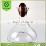 Round Novelty Glass Wine Decanter With Egg Shape Wooden Stopper thumbnail-1