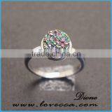 Druzy Jewelry Design Rhodium Plated 925 Silver Titanium Drusy Silver Ring thumbnail-3