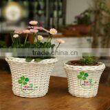 2 Pcs Set White Wicker Plant Pot Flower Basket Indoor Decoration Pot thumbnail-1