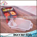 Silicone Collapsible Lunch Bento Box With Spoon and Fork thumbnail-1