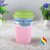 No Handle Custom Ceramic Travel Coffee Mug With Silicone Lid thumbnail-1
