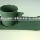 New Design Customized Glazed Ceramic Coffee Cup and Rectangular Saucer thumbnail-1