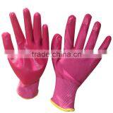 NMSAFETY Planting Rose Anti Light Water Use 13 Gauge Nitrile on Palm Colorful Garden Gloves thumbnail-1