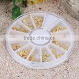 12 Lattice Gold Sea Horse Shell 3D Metal Nail Art Tips Metallic Studs Stickers Decor thumbnail-1