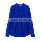 Hot Sale Ladies Royal Blue Long Sleeve Ruffled Fashion Korean Summer Blouse thumbnail-2