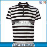 High Quality Striped Black and White Cotton Polo Shirt for Male thumbnail-1