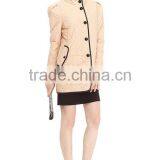 Ladies Quilted Stand Collar With Leather Trim Jacket thumbnail-2