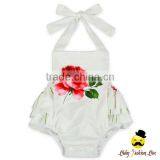 Remake Fairy Plant Flower Printed Halter Ruffle Design Infant Newborn Baby Girl Dressy Blank One Piece Floral Romper thumbnail-3