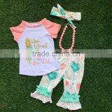 Wholesale Little Girls Boutique Remake Clothing Sets Girls Capri Sets Girls Ruffle Pant Set Girls Boutique Clothing Spring 2016 thumbnail-1
