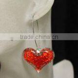 Wholesale Fashion Silver Plated Red Heart Lover Charm Glass Earrings / Cupid's Chrismas Valentine's Day Hoop Earrings XP-DE-0258 thumbnail-1