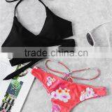 Woman Wrap Halter Bikinis Criss Cross Swimwear Thong Bikini Swimsuit thumbnail-2