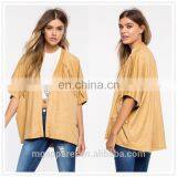 OEM High Quality Oversized Half Sleeves Fringe Faux Suede Jacket thumbnail-1