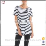 Maternity clothes round neckline custom striped t shirt for women casual