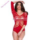 Black Shredded Long Sleeve Women Teddy for Adults thumbnail-4