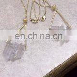 2015 Latest Design Clear Agate Natural Stone Brass Boho Pendant Necklace thumbnail-1