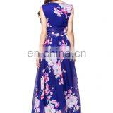 3084# Long Floral Flowers Printed Bohemian Fashion Dress Plus Size Boho Beach Silk Chiffon Maxi Dresses thumbnail-5
