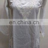 Cotton Chicken Embroidered Women Tunic White Chicken Dress Indian Shirt Top Blouse From Wholesaler thumbnail-1
