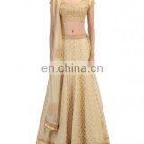 Cream and Golden Embroidered Lengha thumbnail-1