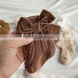 2020ins Children Spain Autumn and Winter New Big Bow Woolen Baby Socks Solid Color Tube Socks thumbnail-3