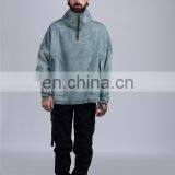 OEM Turtle High Collar Oversized Loose Fit Cuff Washed Men Street Style Jean Denim Jacket thumbnail-6