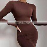 LAITE D2197 Autumn&winter Solid Color Women Casual Dresses Ladies Fashion Bodycon Sexy Dresses thumbnail-5