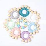 Мини крючкованный деревянный резиновый кольцевой игрушка для младенцев