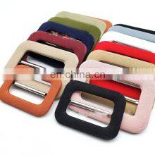 Wholesale Astor Cloth Men New Woven Elastic Custom Fabric Covered Belt Buckle thumbnail-3