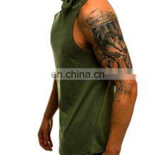 Wholesale High Quality Men Sleeveless Hoodie Custom Men's Blank Hoodie Men Casual Gym Fitted Hooded Tank Top thumbnail-4