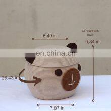 Hot Sale Bear Toy Basket for Kids, Basket Made With Cotton Ropre Cute Natural Basket Nursery Decoration for Baby and Kids thumbnail-4