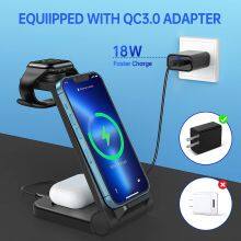 3 in 1 15w 10w Fast Charge Wireless Charger Stand Holder Qi Wireless Charging Multifuncion Station for IPhone IWatch Air thumbnail-5