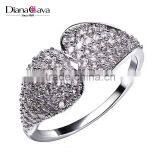 Double Heart Shape Lover Gift 18K Gold and Rhodium Plated Marriage Proposal Ring thumbnail-2