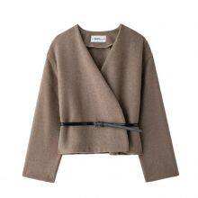 New Style Women's Retro Loose Casual Long-sleeved Coat With Belt and Soft Fabric. thumbnail-4